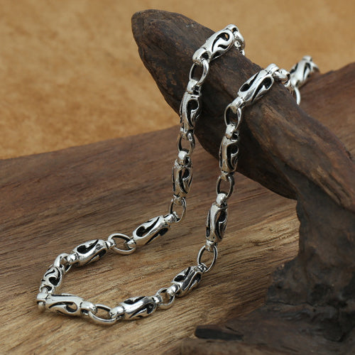 Solid 925 Sterling Silver Bucket Knot Chain Men's Necklace18"-24"