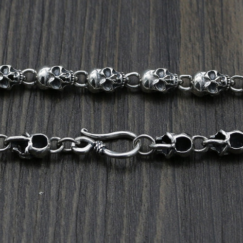 Genuine Solid 925 Sterling Silver Skull Chain Polish Men's Necklace18"-32"