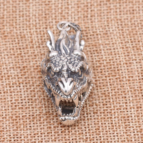 Solid 925 Sterling Silver Pendant Dragon Head Jewelry