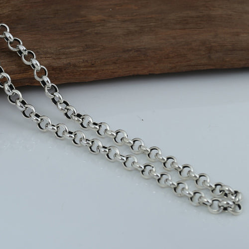 Genuine Solid 925 Sterling Silver Silver O Links Chain Men's Necklace 20"-24"