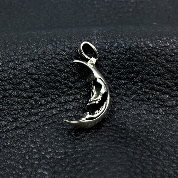 Men's Women's Real Solid 925 Sterling Silver Pendants Skull Moon Fashion Jewelry
