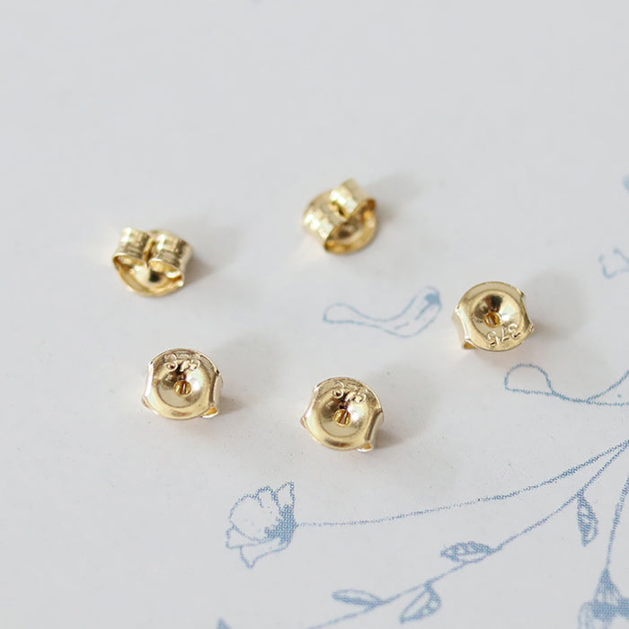 9K Solid Gold Ear Stud Earrings Wave Spoondrift Beautiful Jewelry