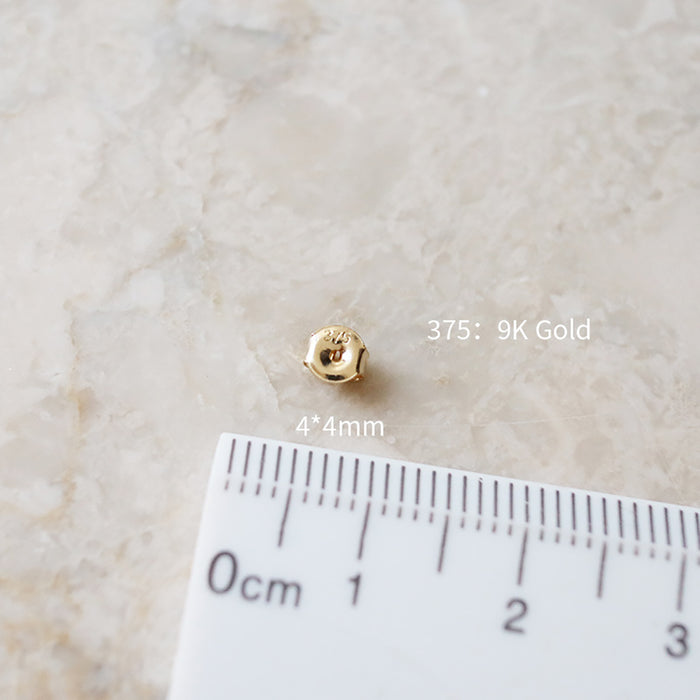 9K Solid Gold Cubic Zirconia Ear Stud Earrings Circular Arc C-Shape Charm Jewelry