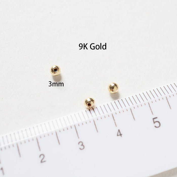 9K Solid Gold Ear Stud Earrings Round Bead Beautiful Charm Jewelry