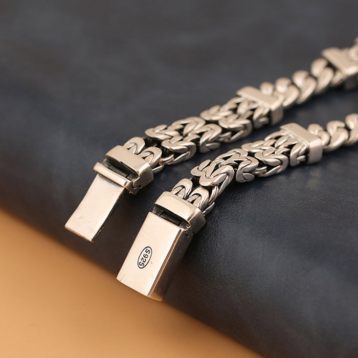 Men's Real Solid 925 Sterling Silver Bracelets Cuban Link Braided Stripe Jewelry 8.1"-9.3"