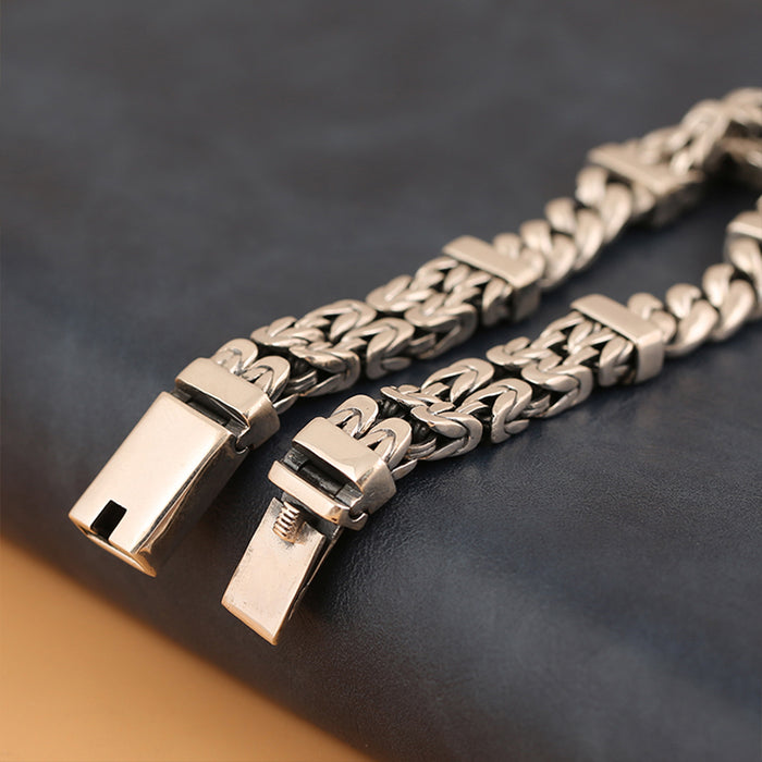 Men's Real Solid 925 Sterling Silver Bracelets Cuban Link Braided Stripe Jewelry 8.1"-9.3"