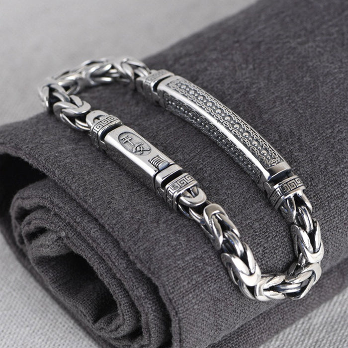 Real Solid 925 Sterling Silver Bracelet Braided Chain Luck Jewelry 7.9"