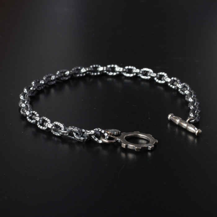 Men's Vintage Real Solid 925 Sterling Silver Bracelet Oval Link Chain Punk Jewelry 7.9"