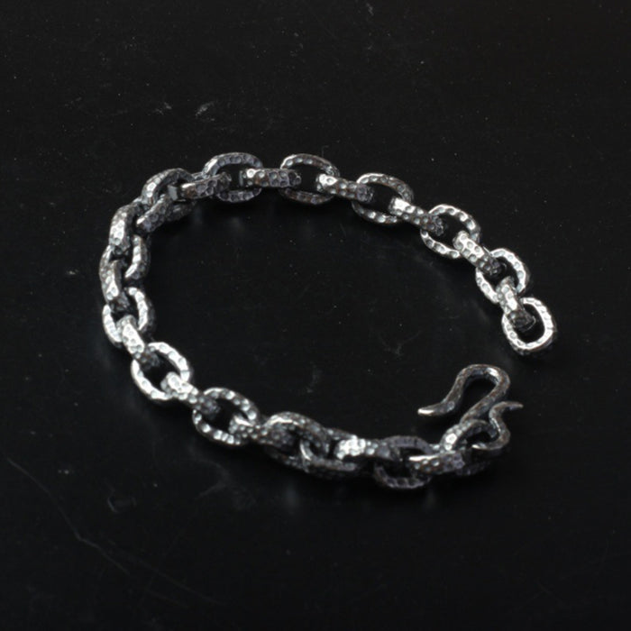 Men's Real Solid 925 Sterling Silver Bracelet Oval Link Chain Punk Jewelry 7.5" 8.3"
