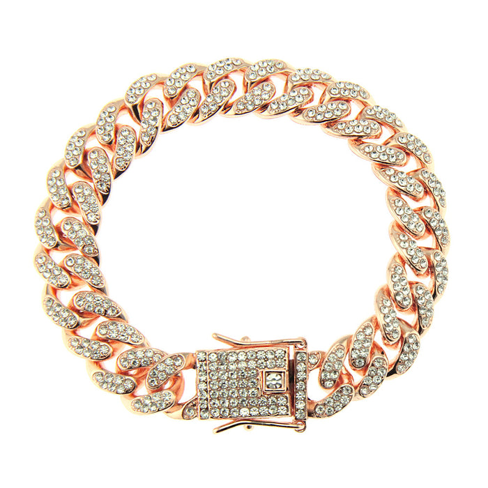 Fashion Hip Hop Diamond Bracelet Jewelry Miami Cuban Chain Gold Plated 7.1"-9.1"