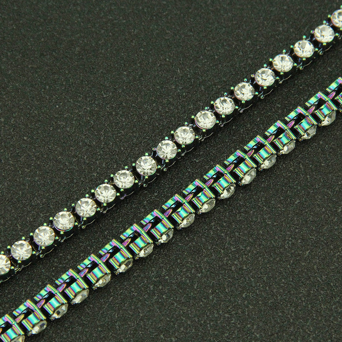 Fashion Hip Hop Diamond Bracelet Jewelry Tennis Chain Gold Plated 7.9"