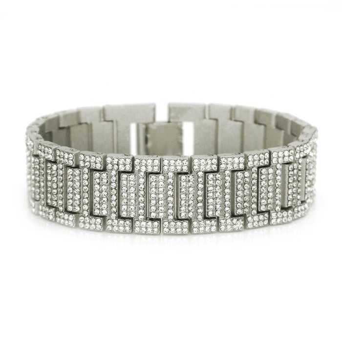 Fashion Hip Hop Diamond Bracelet Chain Link Punk Jewelry Gold Plated 7.5"-9.1"