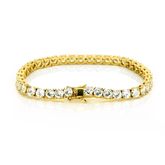Fashion Hip Hop Cubic Zirconia Bracelet Punk Jewelry Tennis Chain Gold Plated 7.5"-9.1"