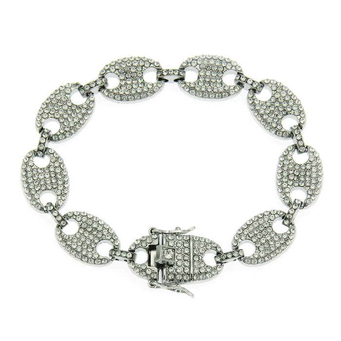 Fashion Hip Hop Multicolor Diamond Bracelet Chain Link Punk Jewelry 7.1"-9.1"