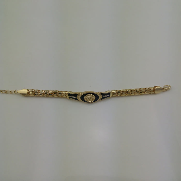 Fashion Hip Hop Diamond Bracelet Jewelry Lion Animals Snake Bone Chain Gold Plated 8.3"