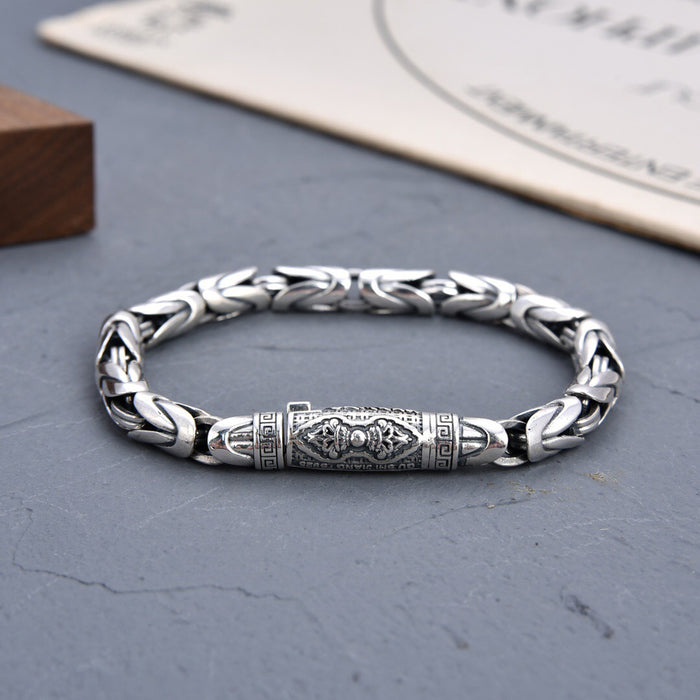 Real Solid 925 Sterling Silver Bracelet Vajra Lection Braided Clasp Punk Jewelry 7.1" 7.9"