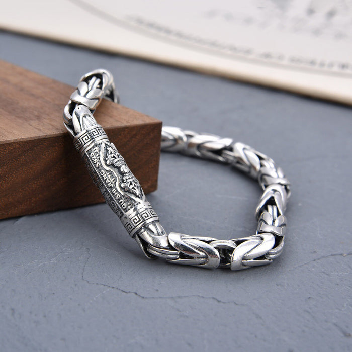 Real Solid 925 Sterling Silver Bracelet Vajra Lection Braided Clasp Punk Jewelry 7.1" 7.9"