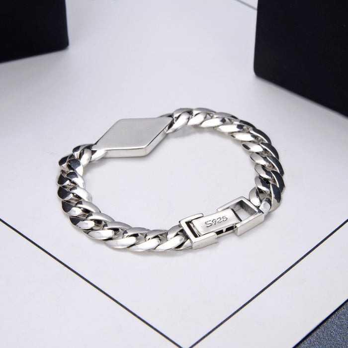Real Solid 925 Sterling Silver Miami Cuban Link Bracelet Chain Rhombus Punk Jewelry 7.1" 7.9"
