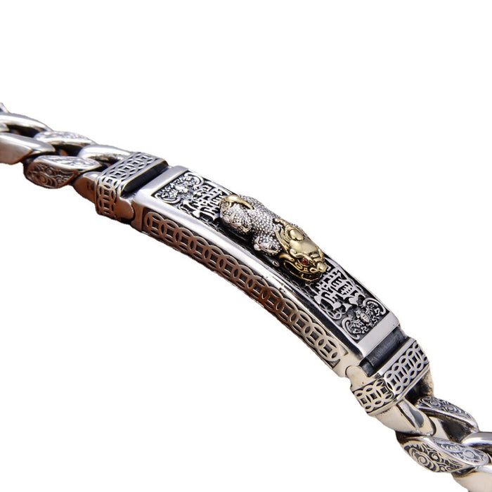 Real Solid 925 Sterling Silver Miami Cuban Link Bracelet Jewelry Brave Troops Rotatable 7.1"- 8.7"