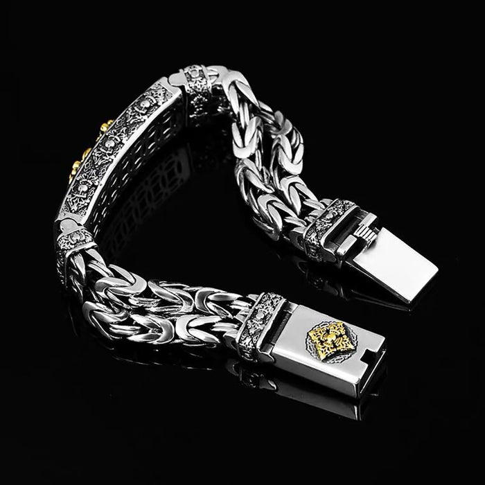 Heavy Huge Solid 925 Sterling Silver Bracelet Cross Braided Chain Punk Jewelry 7.1"-9.1"