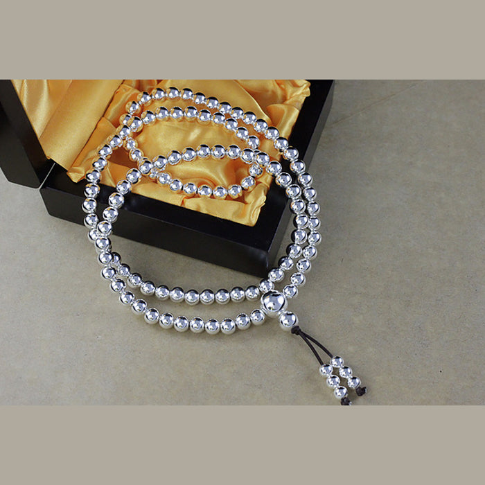 Real Solid 999 Fine Silver 108 Beads Bracelet Beaded Beautiful Fashion Lucky Punk Jewelry