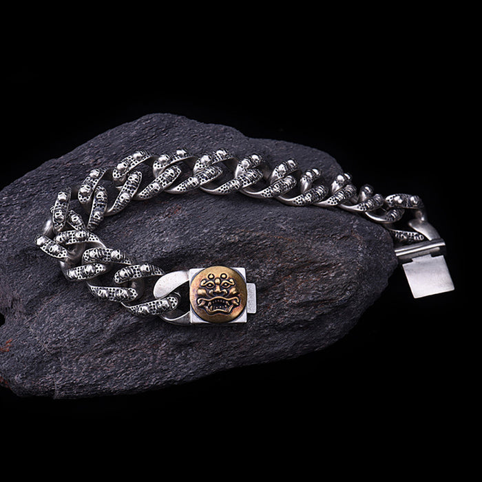 Heavy Huge Real Solid 925 Sterling Silver Bracelet Miami Cuban Chain Skulls Punk Jewelry 7.6"-9.2"