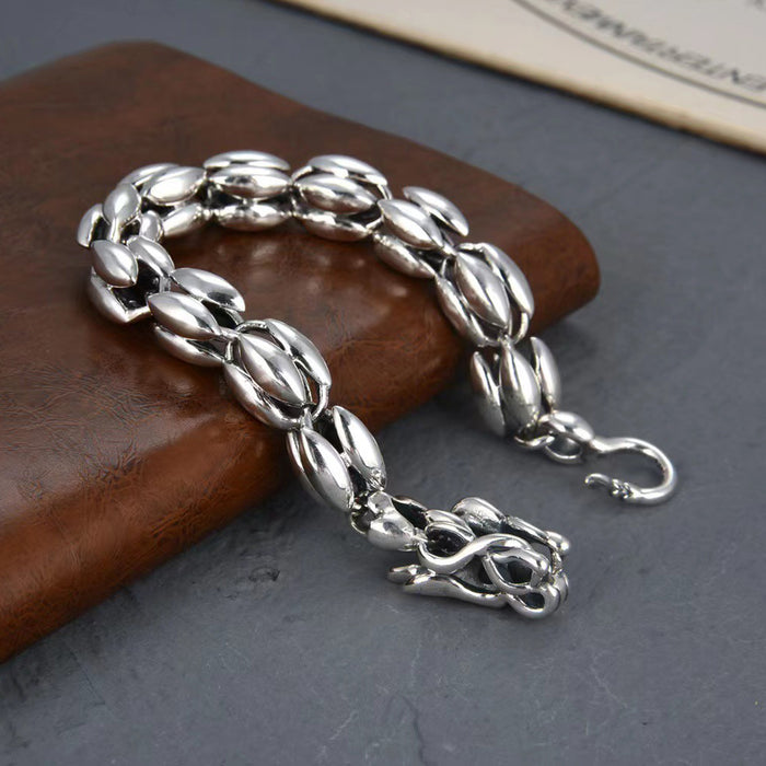Heavy Real Solid 925 Sterling Silver Bracelet Animals Dragons Fashion Punk Jewelry 7.1"-8.7"