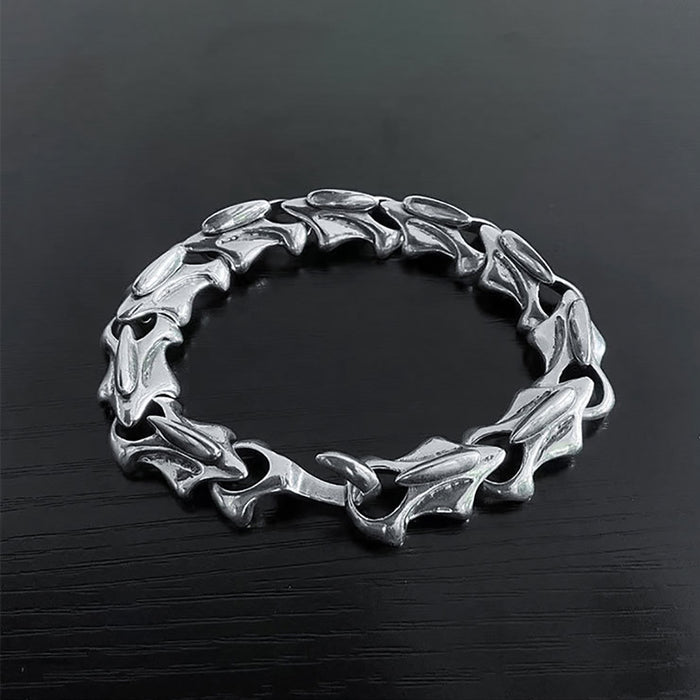 Real Solid 925 Sterling Silver Bracelet Dragon's Bones Hip Hop Punk Jewelry 6.3"-9.1"