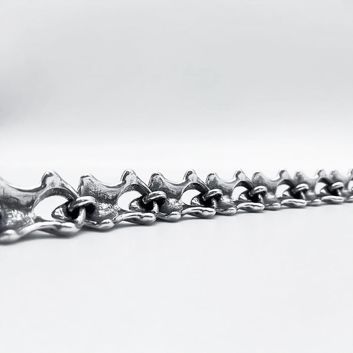 Real Solid 925 Sterling Silver Bracelet Dragon's Bones Hip Hop Punk Jewelry 6.3"-9.1"