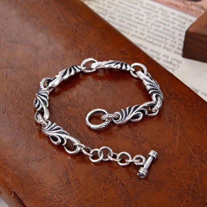 Real Solid 925 Sterling Silver Bracelet Vine Link Chain Punk Jewelry 7.1"-7.9"
