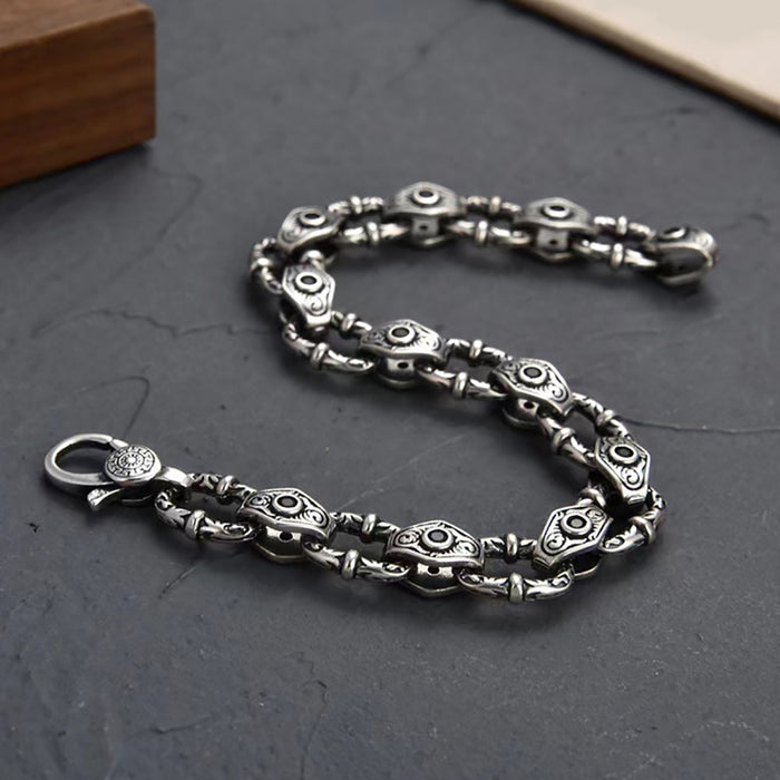 Real Solid 925 Sterling Silver Bracelet Link Chain Vine Punk Jewelry 7.1"-9.4"