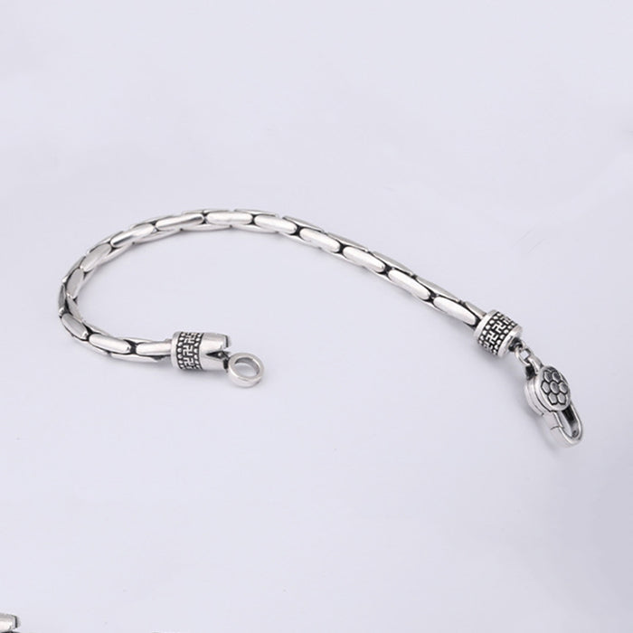 Real Solid 925 Sterling Silver Bracelets Bamboo Link Chain Punk Jewelry 7.1"