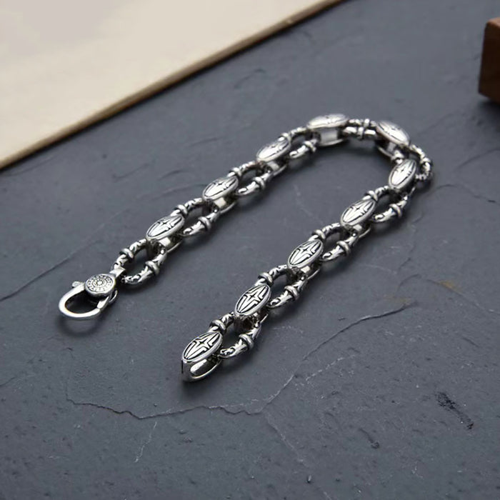 Real Solid 925 Sterling Silver Bracelet Link Chain Vine Punk Jewelry 7.1"-9.4"