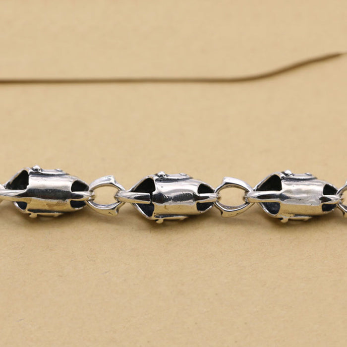 Mens Women‘s Real 925 Sterling Silver Bracelets Link Skulls TO-Buckle 7.1"-9.4"