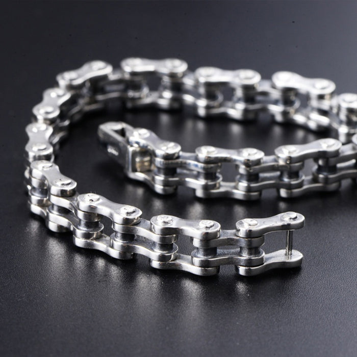 Real Solid 925 Sterling Silver Bracelets Link Chain Rectangle Punk Jewelry 8.3"