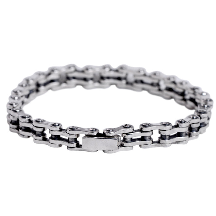 Real Solid 925 Sterling Silver Bracelets Link Chain Rectangle Punk Jewelry 8.3"