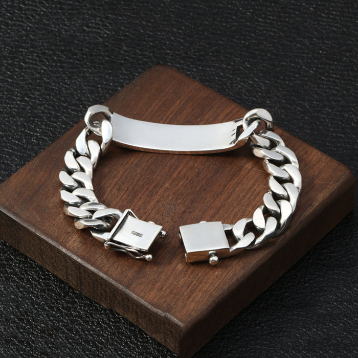 Men's Real Solid 925 Sterling Silver Bracelets Cuban Link Chain Punk Jewelry 7.9"