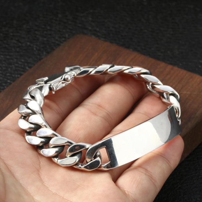 Men's Real Solid 925 Sterling Silver Bracelets Cuban Link Chain Punk Jewelry 7.9"