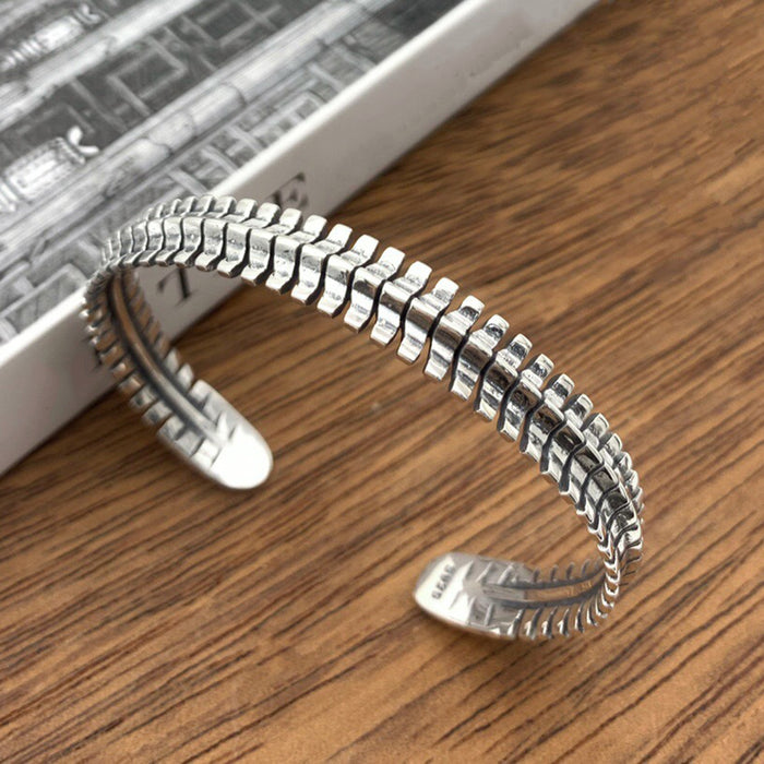 Real Solid 925 Sterling Silver Cuff Bracelet Bangle Dragon Bones HipHop Rock Fashion Punk Jewelry