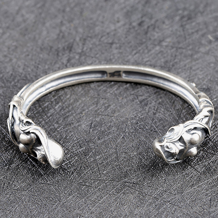 Real Solid 925 Sterling Silver Cuff Bracelet Goddess Art Gothic Punk Jewelry Open Bangle