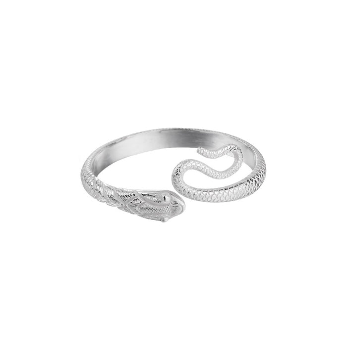 Real Solid 999 Fine Silver Cuff Bracelet Animals Snake Zodiac Punk Jewelry Open Bangle