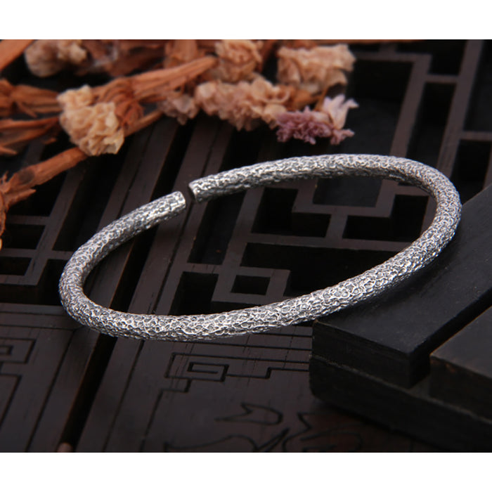 Real Solid 999 Fine Silver Cuff Bracelet Fashion Punk Retro Jewelry Open Bangle