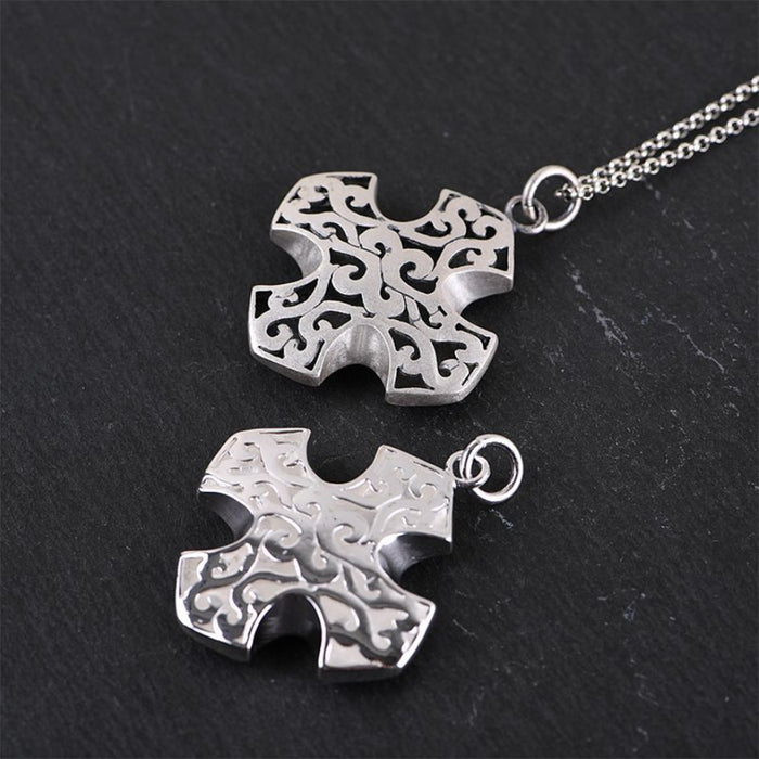 Real 990 Sterling Silver Pendants Cross Hollow out Jewelry