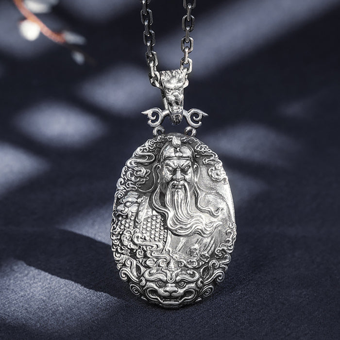 Real Solid 999 Fine Silver Pendants Guan Yu the Military God of Wealth Protection Jewelry