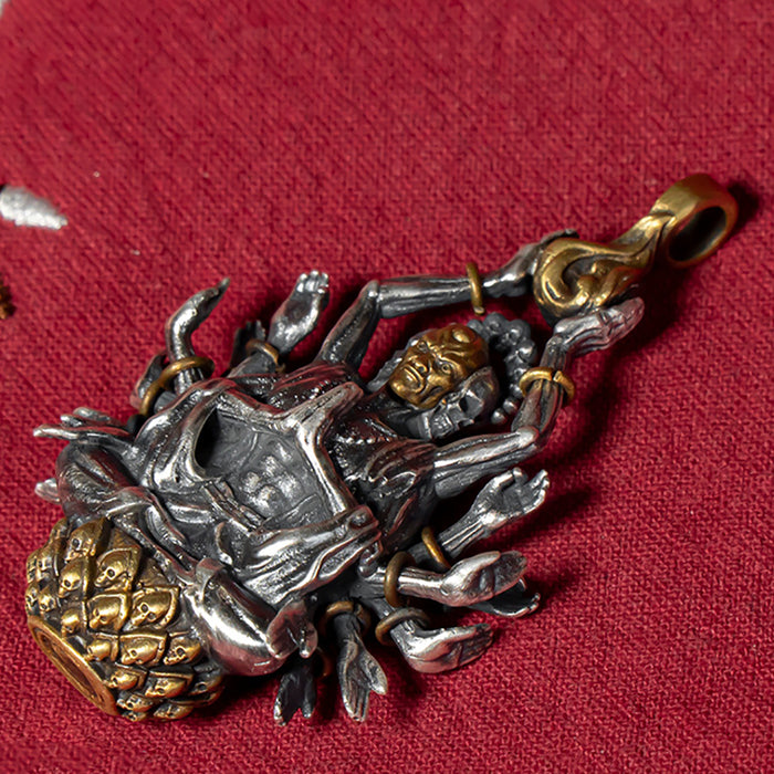 Real Solid 999 Fine Silver Pendants Religious Manjusri Bodhisattva Protection Jewelry