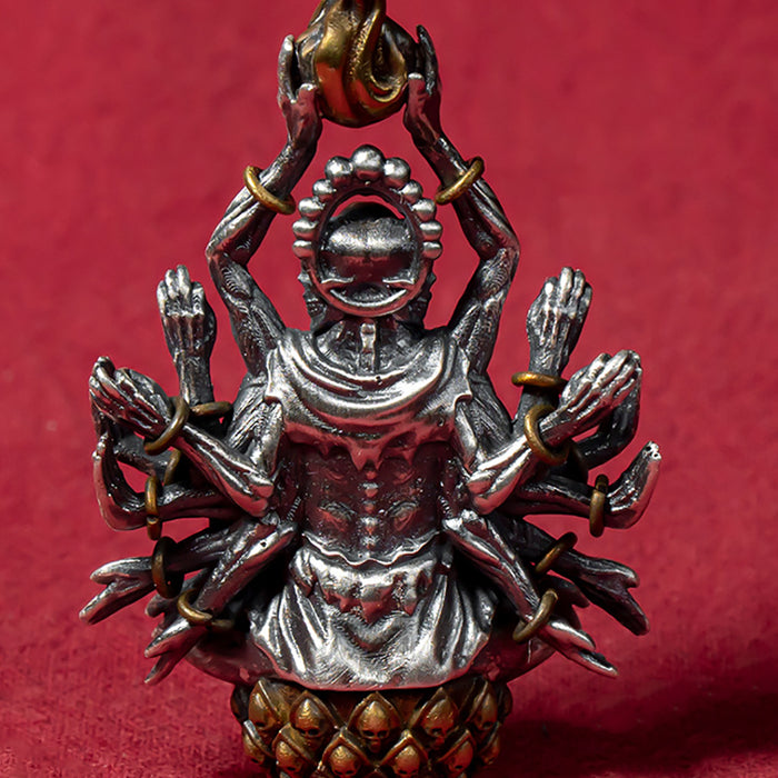Real Solid 999 Fine Silver Pendants Religious Manjusri Bodhisattva Protection Jewelry