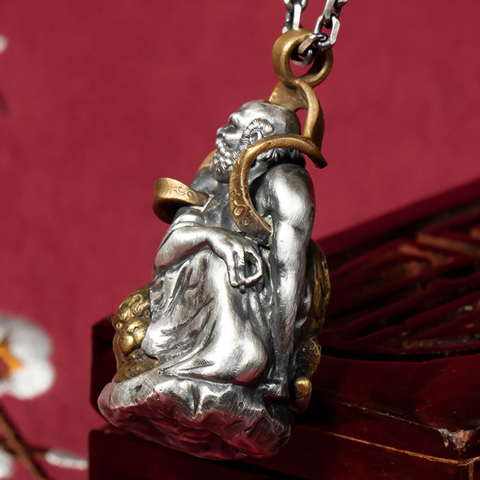 Real Solid 999 Fine Silver Pendants Tiger Arhat Bodhisattva Religious Fashion Protection Jewelry