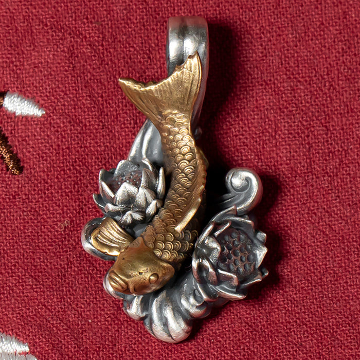 Real Solid 999 Fine Silver Pendants Lotus Flowers Koi Carp Fish Animals Fashion Jewelry