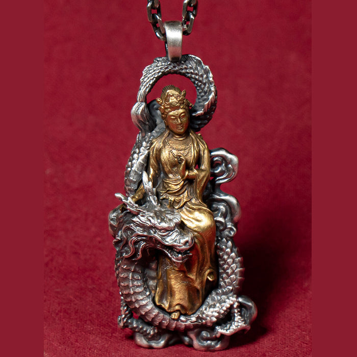 Real Solid 999 Fine Silver Pendants Dragon Buddha Religious Fashion Protection Jewelry