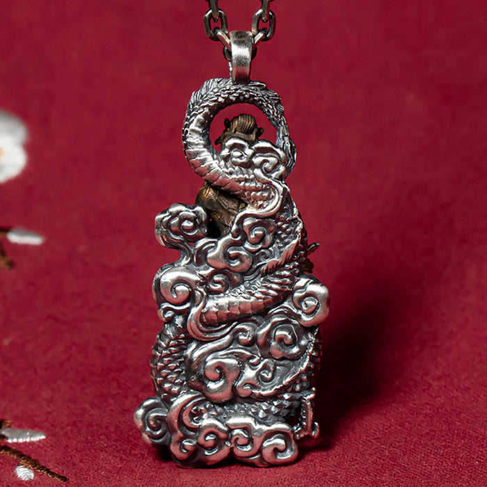 Real Solid 999 Fine Silver Pendants Dragon Buddha Religious Fashion Protection Jewelry